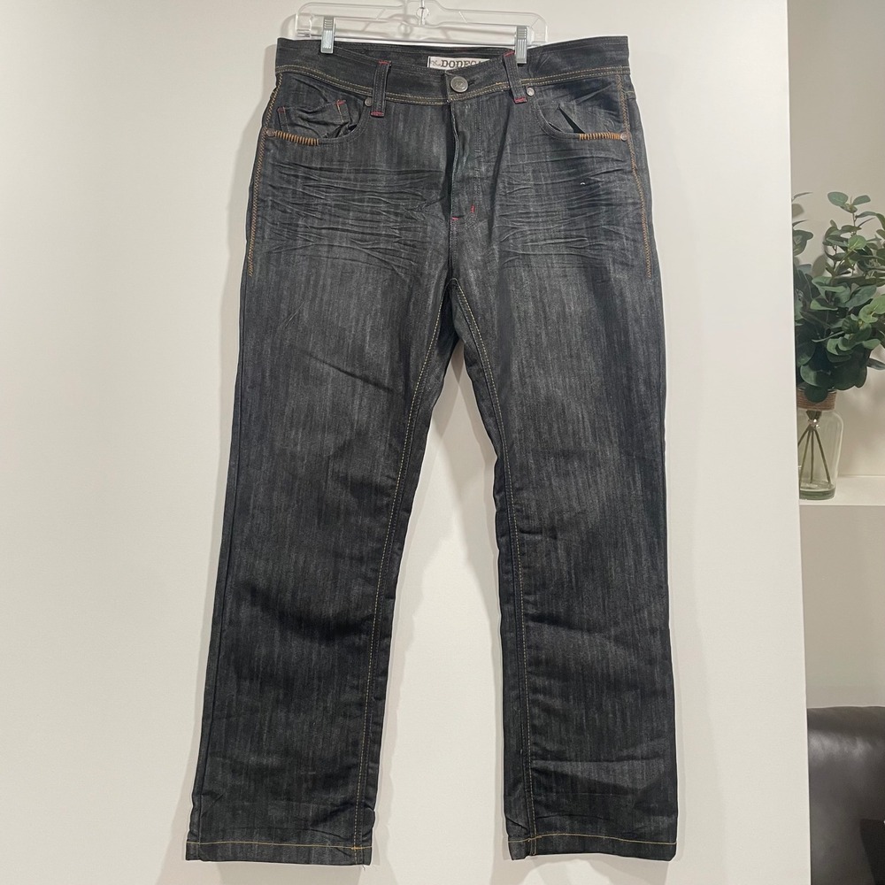 Dodeca Authentic Denim‎ Mens 38x32 Dark Wash Straight Leg Jeans RN106001 Black